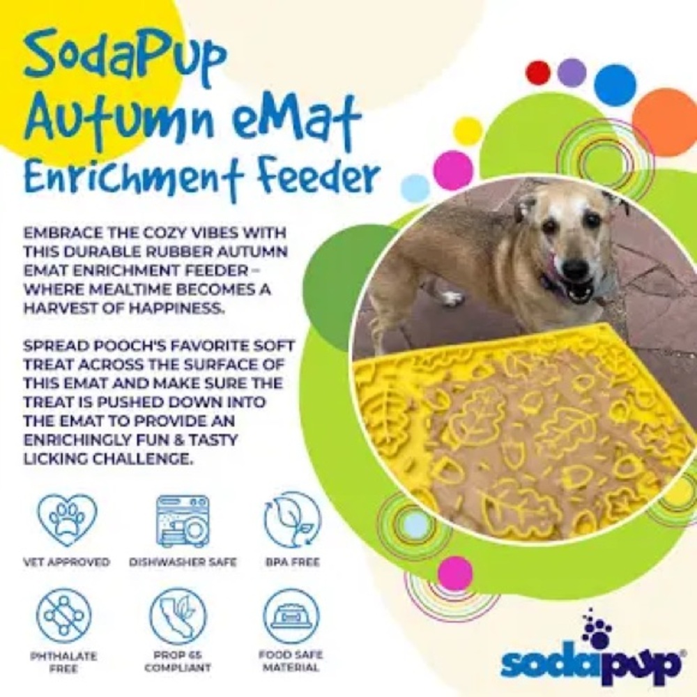 SODAPUP Autumn leaves Dog Enrichment Lick Mat yellow enrichment feeder - Picture 5 of 8